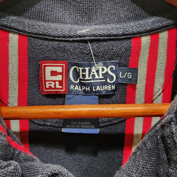 Chaps Ralph Lauren Vintage 90’s Vertical Striped Polo Shirt Size L Logo - Picture 4 of 14